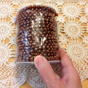 Faux Pearl Bead Garland, brown color, new item